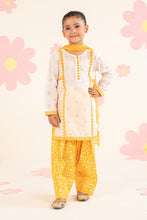 Load image into Gallery viewer, Kids 3 Piece Embroidered Lawn Suit in White and Yellow