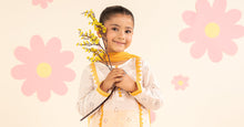 Load image into Gallery viewer, Kids 3 Piece Embroidered Lawn Suit in White and Yellow