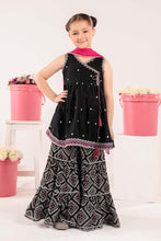 Load image into Gallery viewer, Kids 3 Piece Embroidered Lawn Angrakha Suit - Black