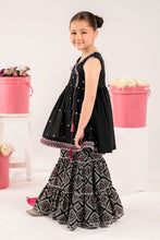 Load image into Gallery viewer, Kids 3 Piece Embroidered Lawn Angrakha Suit - Black