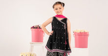 Load image into Gallery viewer, Kids 3 Piece Embroidered Lawn Angrakha Suit - Black