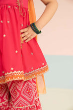 Load image into Gallery viewer, Kids 3 Piece Embroidered Lawn Angrakha Suit - Pink
