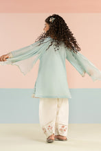 Load image into Gallery viewer, Kids 3 Piece Embroidered Lawn Farshi Shalwar Suit - Blue