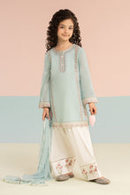 Load image into Gallery viewer, Kids 3 Piece Embroidered Lawn Farshi Shalwar Suit - Blue