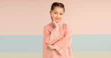 Load image into Gallery viewer, Kids 3 Piece Embroidered Lawn Farshi Shalwar Suit - Pink
