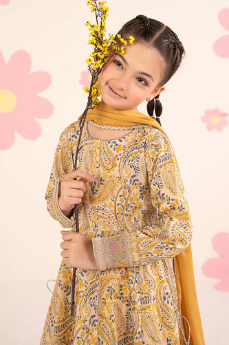 Kids Yellow 3 Piece Embroidered Lawn Suit
