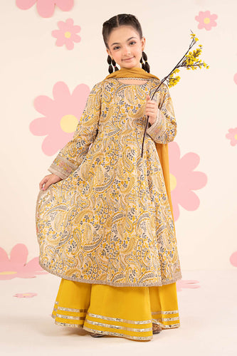 Kids Yellow 3 Piece Embroidered Lawn Suit