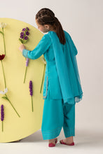 Load image into Gallery viewer, Girls Embroidered Dobby Lawn 3 Piece Suit - Blue