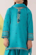 Load image into Gallery viewer, Girls Embroidered Dobby Lawn 3 Piece Suit - Blue