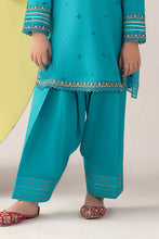 Load image into Gallery viewer, Girls Embroidered Dobby Lawn 3 Piece Suit - Blue
