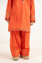 Load image into Gallery viewer, Girls Embroidered Dobby Lawn 3 Piece Suit - Orange