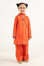 Load image into Gallery viewer, Girls Embroidered Dobby Lawn 3 Piece Suit - Orange