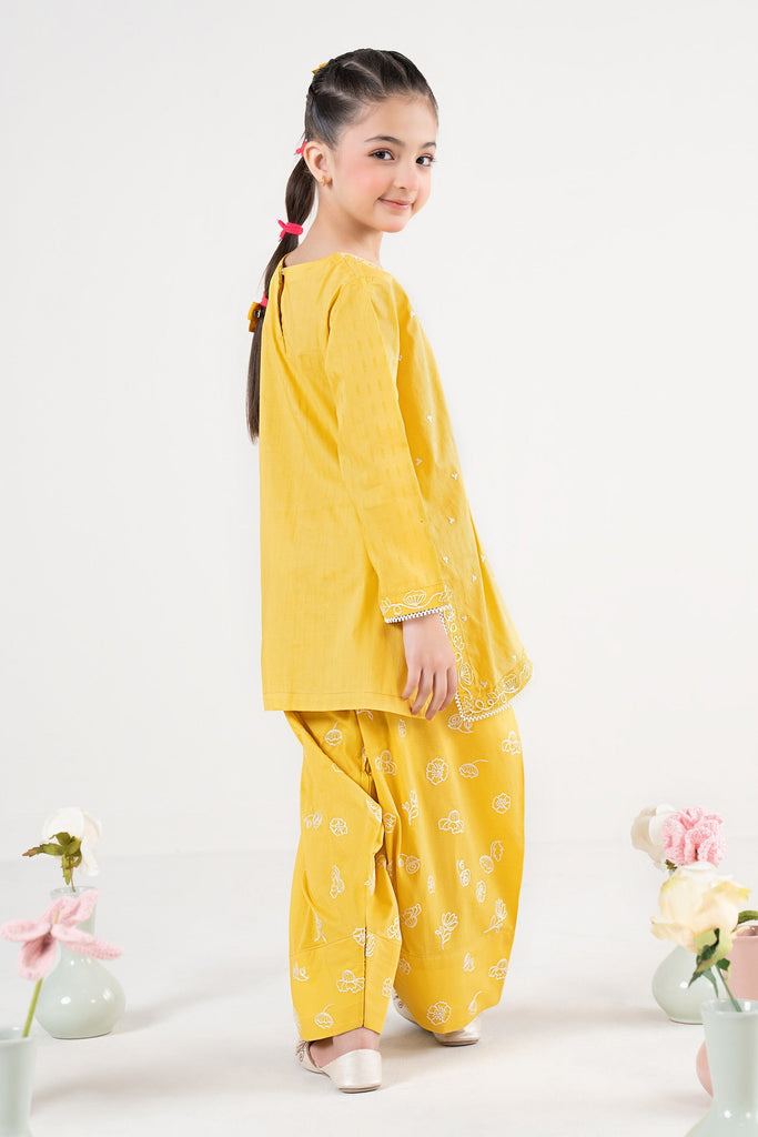 2 Piece Yellow Dobby Lawn Suit for Kids