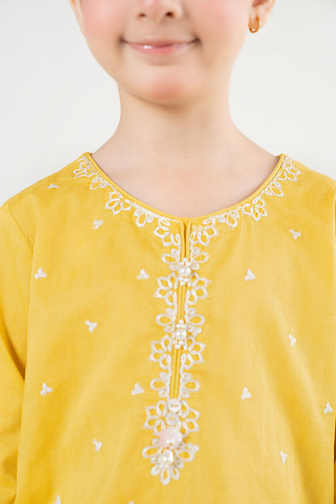 2 Piece Yellow Dobby Lawn Suit for Kids
