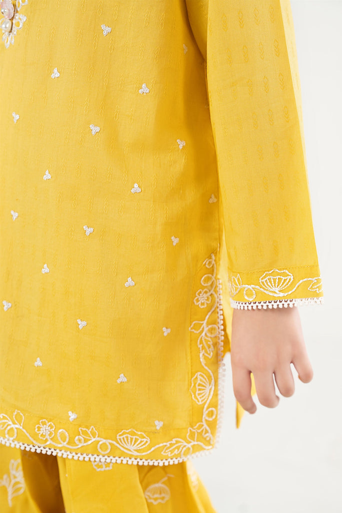 2 Piece Yellow Dobby Lawn Suit for Kids