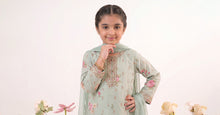Load image into Gallery viewer, 3 Piece Embroidered Lawn Suit for Girls in Light Green