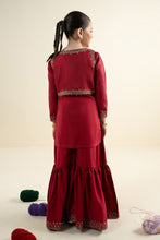 Load image into Gallery viewer, 3 Piece Embroidered Silk Suit for Girls - Red