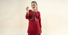 Load image into Gallery viewer, 3 Piece Embroidered Silk Suit for Girls - Red