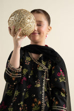 Load image into Gallery viewer, Black 3 Piece Embroidered Khaddar Suit for Kids