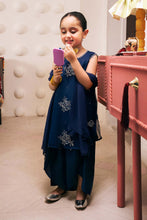 Load image into Gallery viewer, 3 Piece Embroidered Organza Suit for Girls in Blue