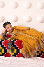 Load image into Gallery viewer, Mustard Yellow 3 Piece Embroidered Net Suit for Kids