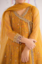 Load image into Gallery viewer, Mustard Yellow 3 Piece Embroidered Net Suit for Kids
