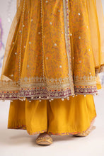 Load image into Gallery viewer, Mustard Yellow 3 Piece Embroidered Net Suit for Kids