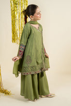 Load image into Gallery viewer, 3 Piece Embroidered Raw Silk Angrakha Suit - Green