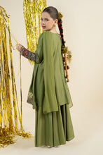 Load image into Gallery viewer, 3 Piece Embroidered Raw Silk Angrakha Suit - Green