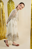 Off White 3 Piece Embroidered Net Suit for Girls