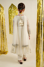 Load image into Gallery viewer, Off White 3 Piece Embroidered Net Suit for Girls