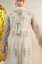 Load image into Gallery viewer, Off White 3 Piece Embroidered Net Suit for Girls