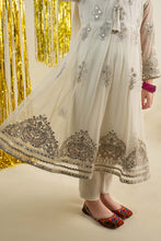 Load image into Gallery viewer, Off White 3 Piece Embroidered Net Suit for Girls