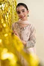 Load image into Gallery viewer, Pink 3 Piece Embroidered Net Suit for Girls