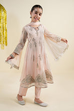 Load image into Gallery viewer, Pink 3 Piece Embroidered Net Suit for Girls