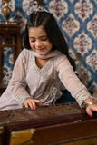 Kids 3 Piece Embroidered Net Suit - Purple