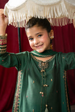 Load image into Gallery viewer, Green 3 Piece Embroidered Yarn Dyed Stripe Suit - Kids