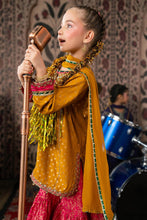 Load image into Gallery viewer, Mustard and Pink 3 Piece Embroidered Raw Silk Suit