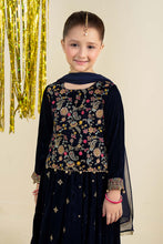 Load image into Gallery viewer, Maria.B Girls 3 Piece Embroidered Velvet Suit - Blue