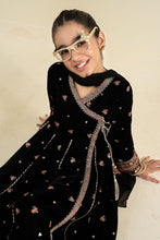 Load image into Gallery viewer, Girls 3 Piece Embroidered Velvet Suit - Black