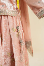 Load image into Gallery viewer, 3 Piece Embroidered Velvet Suit for Girls - Pink