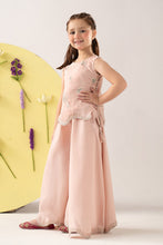 Load image into Gallery viewer, Girls 2 Piece Embroidered Chiffon Suit with Sharara - Pink