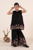 Black 2 Piece Embroidered Organza Suit for Kids