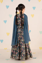 Load image into Gallery viewer, Blue 3 Piece Embroidered Raw Silk Lehenga Suit