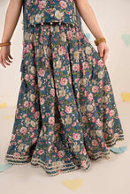 Load image into Gallery viewer, Blue 3 Piece Embroidered Raw Silk Lehenga Suit