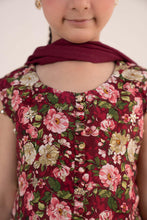 Load image into Gallery viewer, Maroon 3 Piece Embroidered Raw Silk Suit for Kids