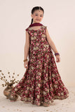 Maroon 3 Piece Embroidered Raw Silk Suit for Kids