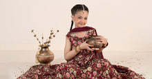 Load image into Gallery viewer, Maroon 3 Piece Embroidered Raw Silk Suit for Kids