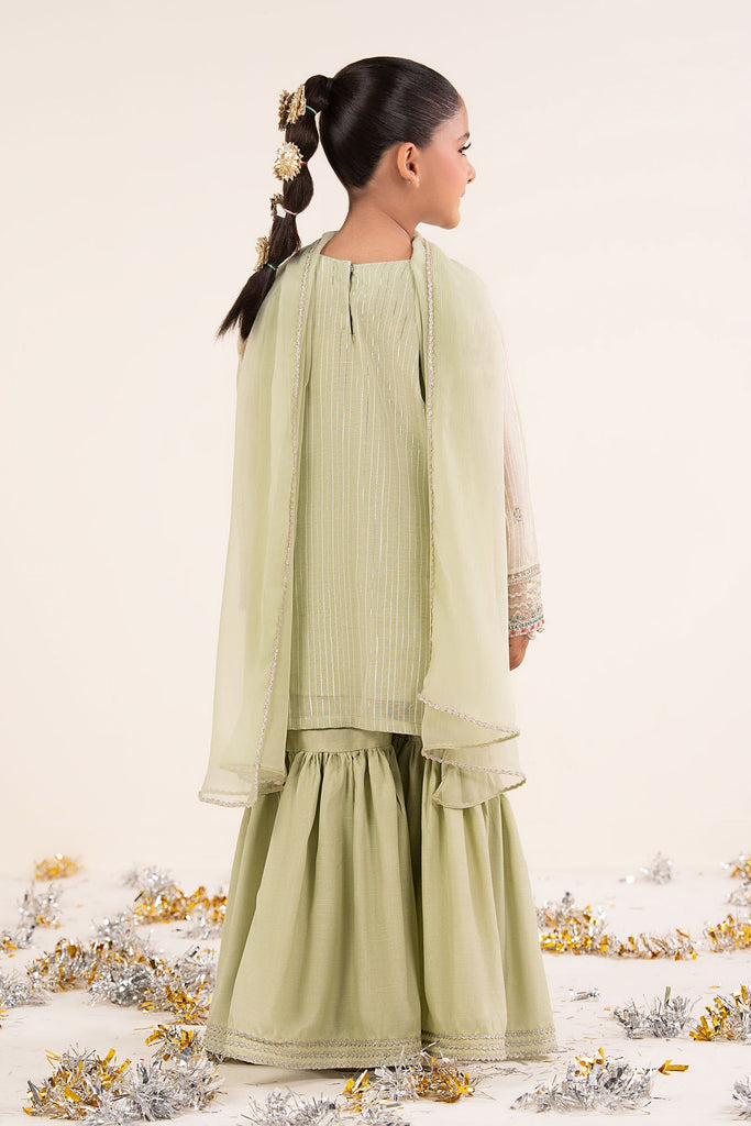 Mint Green 3 Piece Embroidered Yarn Dyed Suit