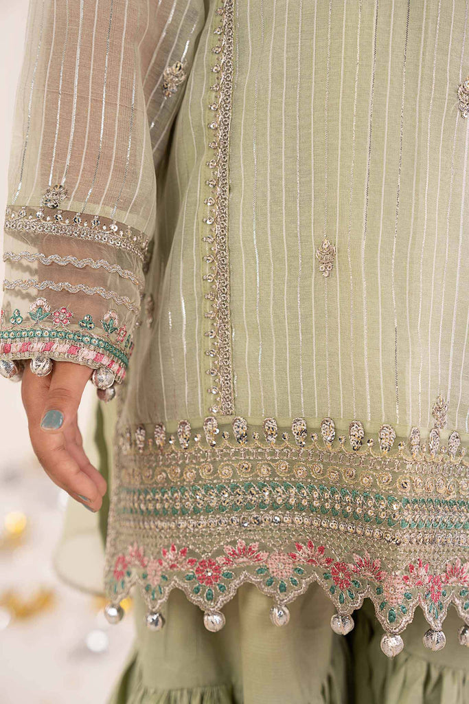 Mint Green 3 Piece Embroidered Yarn Dyed Suit